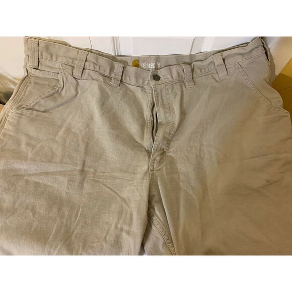 Carhartt Shorts Men's Sz 44 Canvas Phone Pocket Utility Work Shorts Rugged Beige - Picture 1 of 5